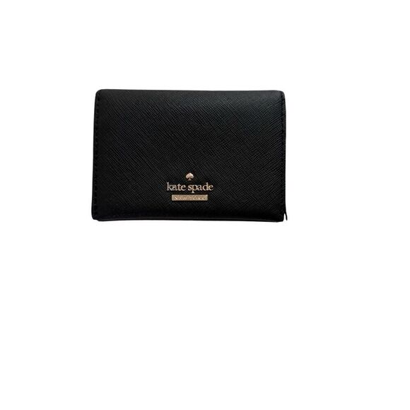 Kate Spade Womens Black Leather Snap Closure Gold Tone Bi-Fold Wallet - Picture 4 of 7